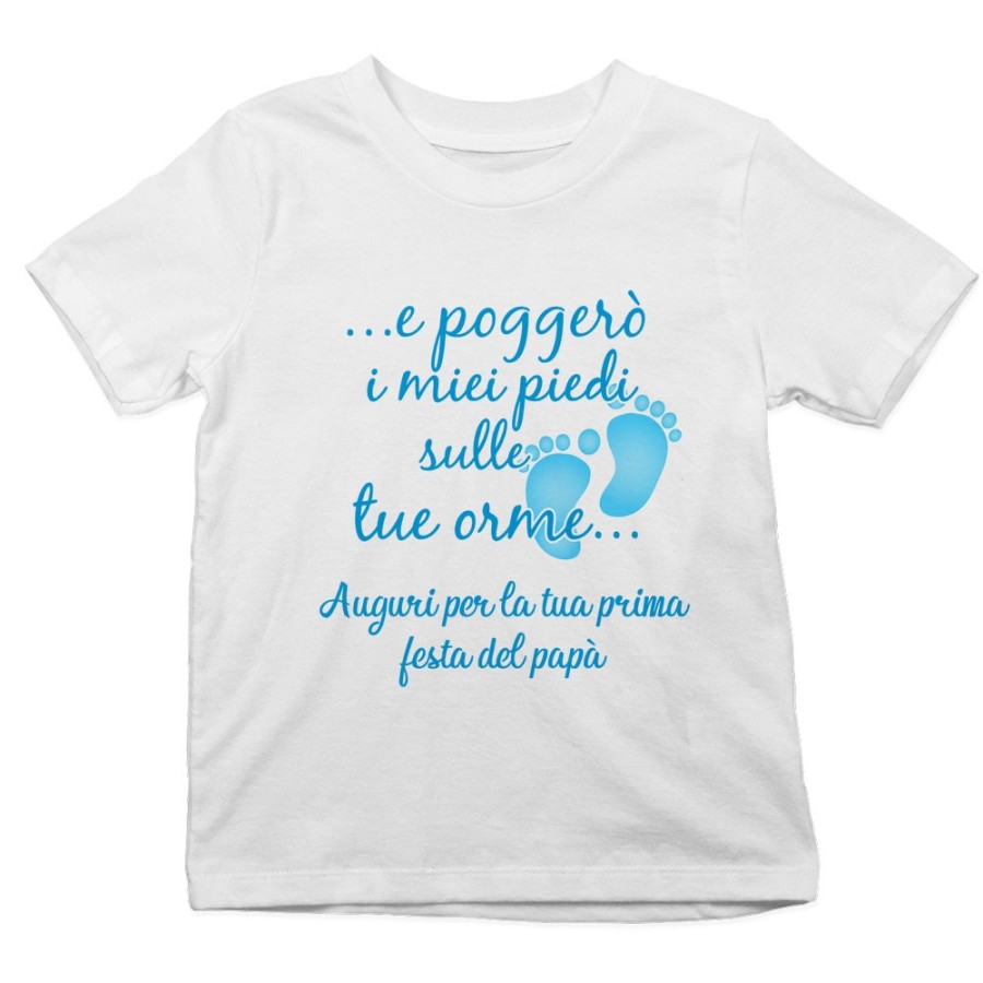 T-shirt bambino e poggerò i miei piedi sulle tue orme auguri per la tua prima festa del papà Per il papà