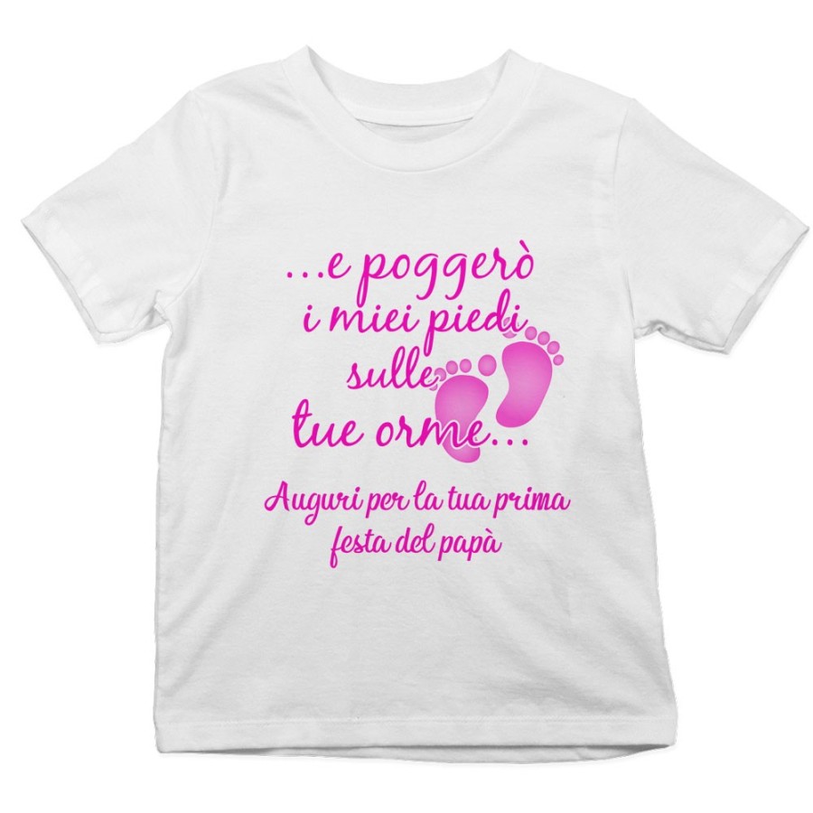 T-shirt bambino e poggerò i miei piedi sulle tue orme auguri per la tua prima festa del papà Per il papà