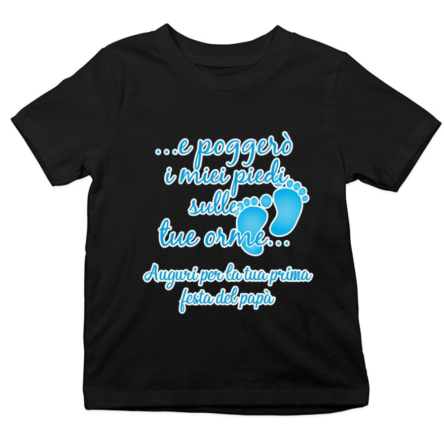 T-shirt bambino e poggerò i miei piedi sulle tue orme auguri per la tua prima festa del papà Per il papà