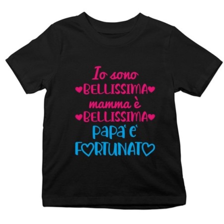 T-shirt bambino io sono bellissimo mamma è bellissima papà è fortunato Per il papà