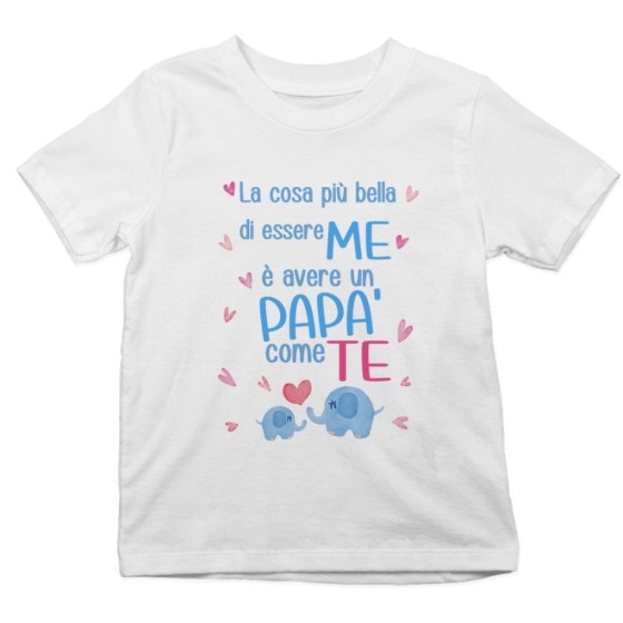 T-shirt bambino la cosa più bella di essere me è avere un papà come te con elefantini Per il papà