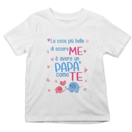 T-shirt bambino la cosa più bella di essere me è avere un papà come te con elefantini Per il papà