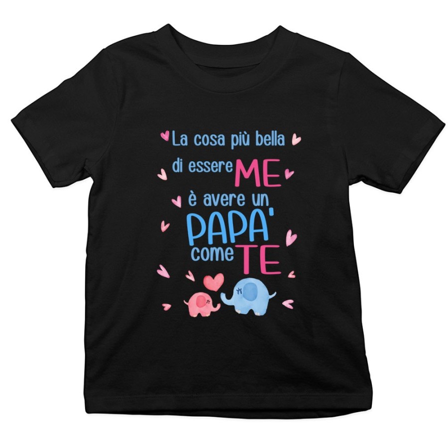 T-shirt bambino la cosa più bella di essere me è avere un papà come te con elefantini Per il papà