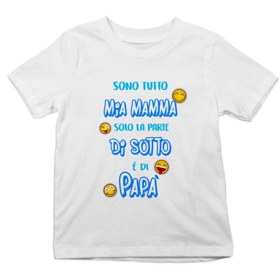 T-shirt bambino sono tutto mia mamma solo la parte di sotto è di papà Per il papà