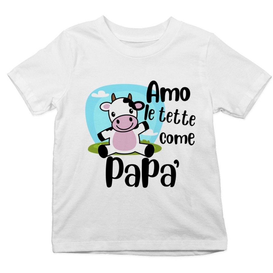 T-shirt bambino amo le tette come papà Per il papà