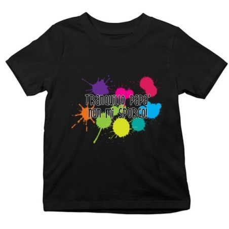 T-shirt bambino tranquillo papà non mi sporco