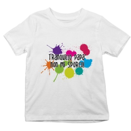 T-shirt bambino tranquillo papà non mi sporco Per il papà
