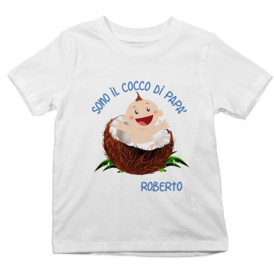T-shirt bambino personalizzata con nome sono il cocco di papà Per il papà