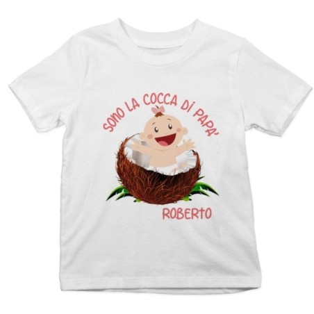 T-shirt bambino personalizzata con nome sono il cocco di papà Per il papà