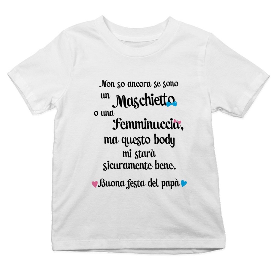 T-shirt bambino non so ancora se sono un maschietto o una femminuccia buona festa del papà Per il papà