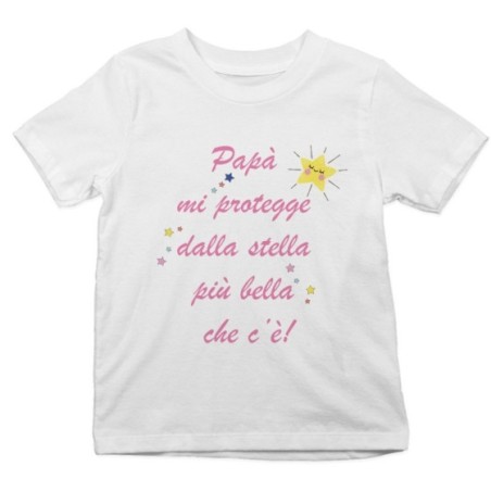 T-shirt bambino papà mi protegge dalla stella più bella che c'è Per il papà