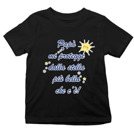T-shirt bambino papà mi protegge dalla stella più bella che c'è Per il papà