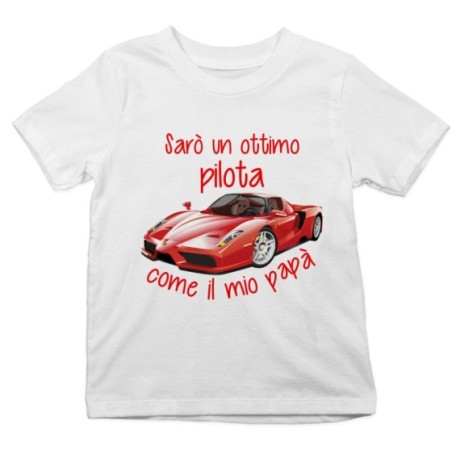 T-shirt bambino sarò un ottimo pilota come il mio papà