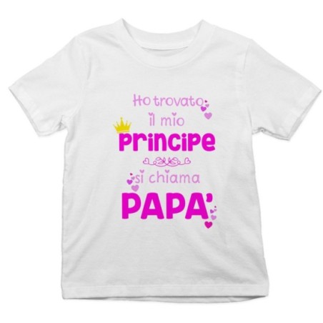 T-shirt bambina ho trovato il mio principe si chiama papà