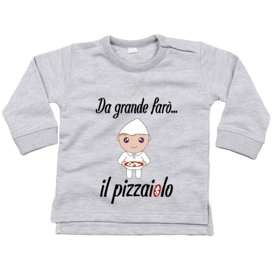 Felpa neonato da grande farò il pizzaiolo Da grande farò