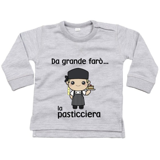 Felpa neonato da grande farò il pasticcere Da grande farò