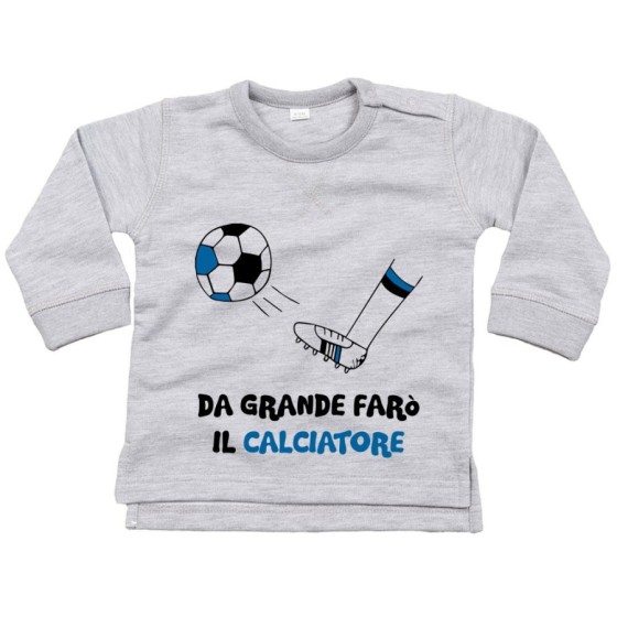 Felpa neonato da grande farò il calciatore nero azzurro Da grande farò