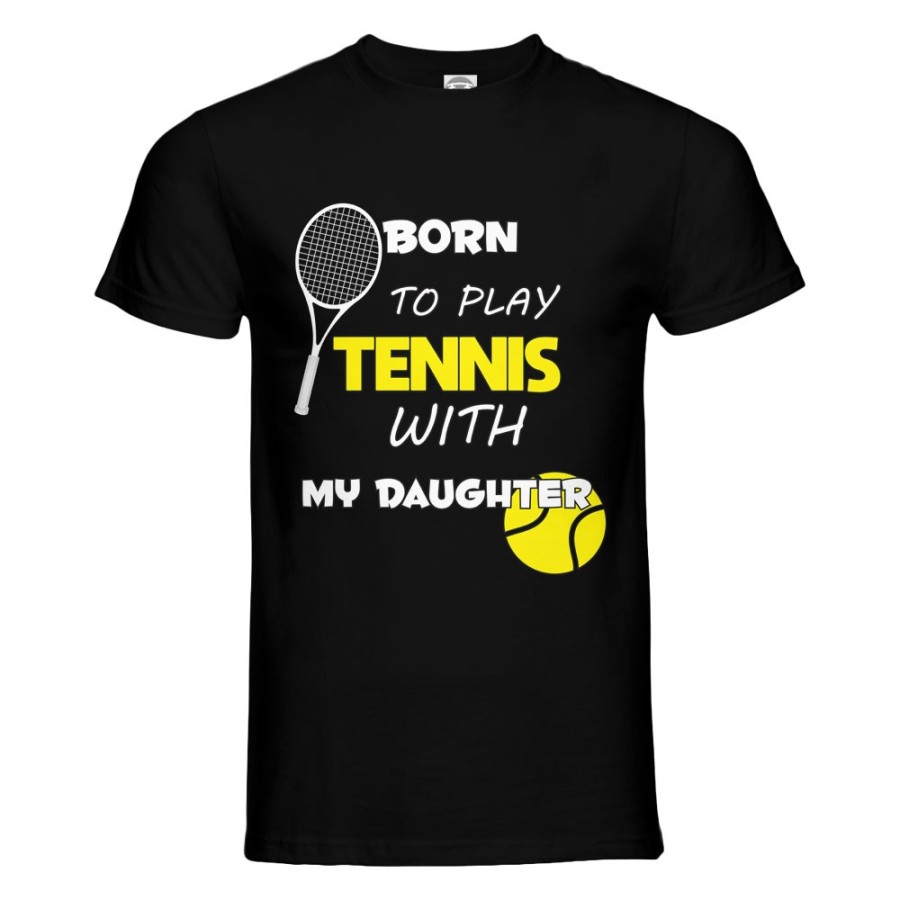 T-shirt uomo born to play tennis with my son my daughter Per il papà