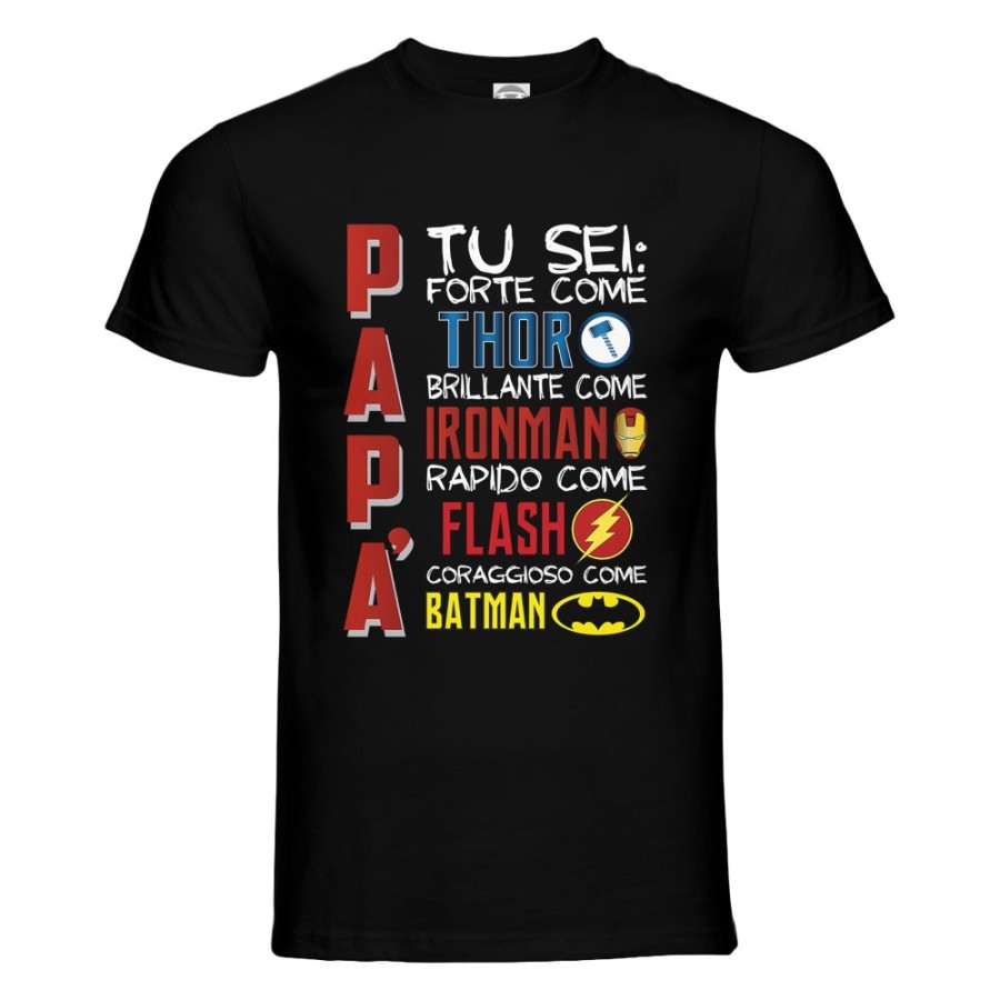 T-shirt uomo papà tu sei forte thor brillante ironman rapido flash coraggioso batman Per il papà