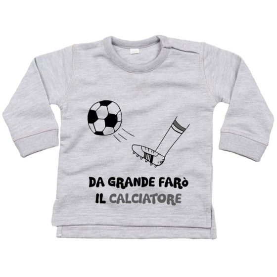 Felpa neonato da grande farò il calciatore bianco nero Da grande farò