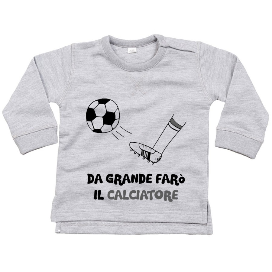 Felpa neonato da grande farò il calciatore bianco nero Da grande farò