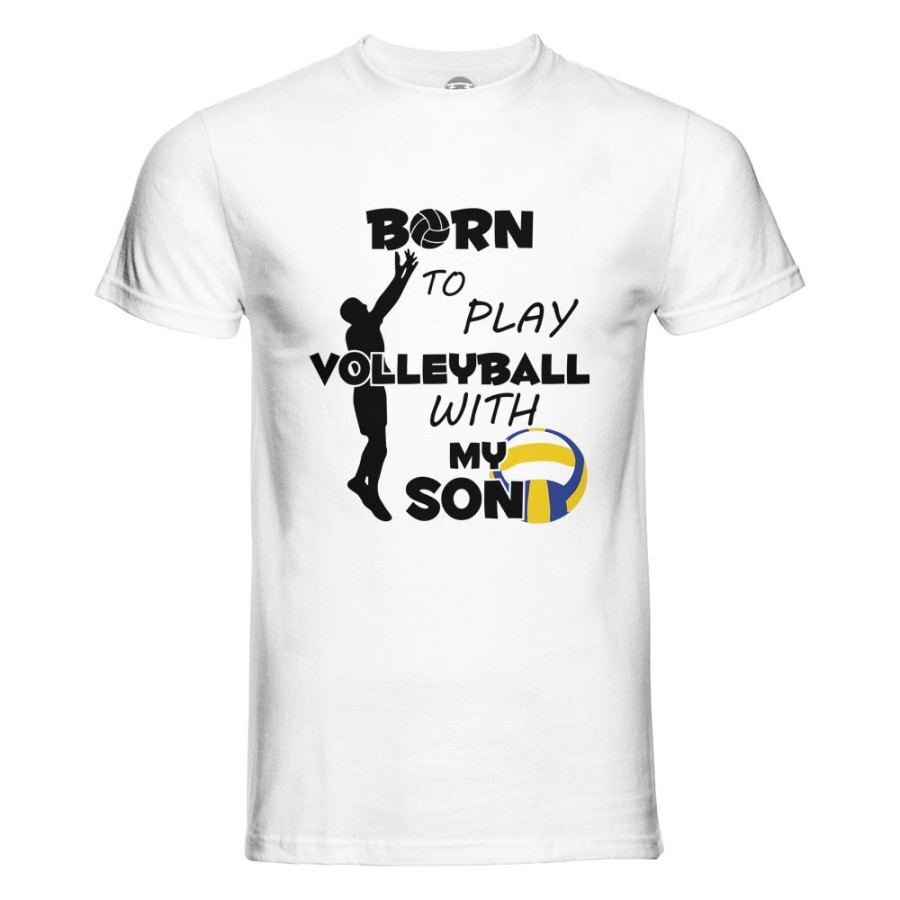 T-shirt uomo born to play volleyball with my son my daughter Per il papà