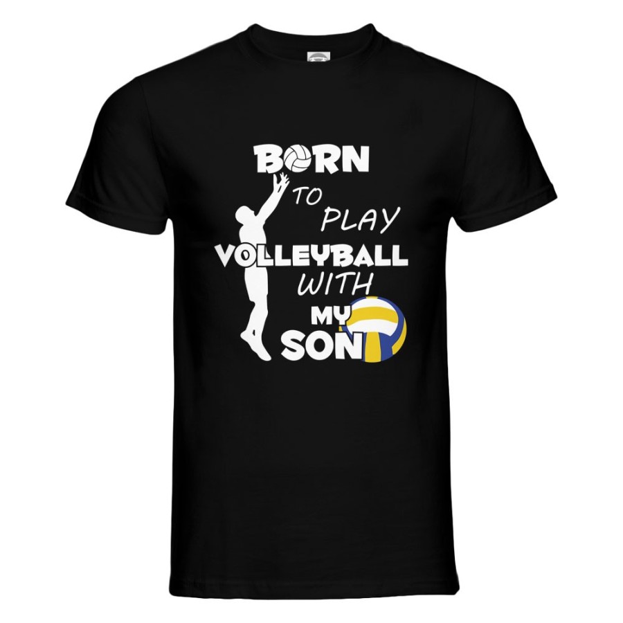 T-shirt uomo born to play volleyball with my son my daughter Per il papà