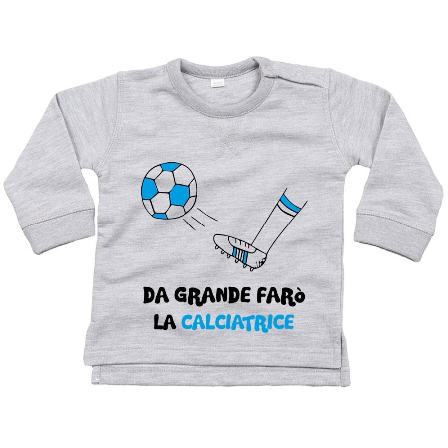 Felpa neonato da grande farò il calciatore bianco azzurro Da grande farò