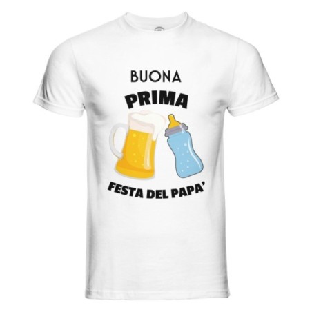 T-shirt uomo buona prima festa del papà birra e latte