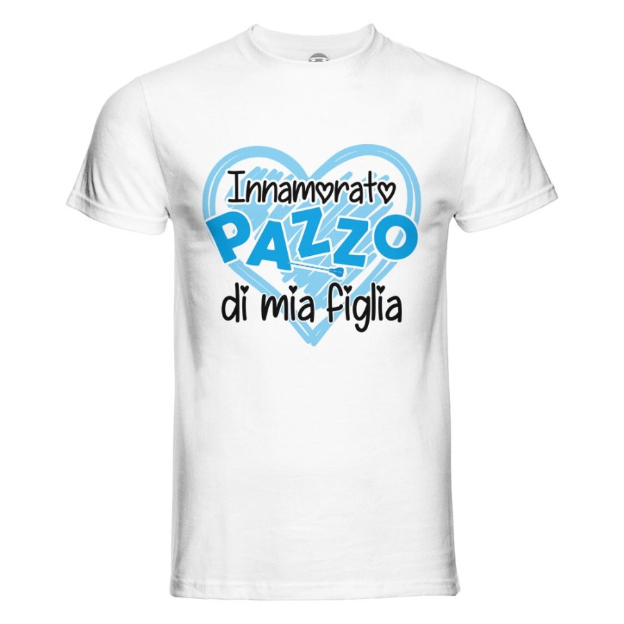 T-shirt uomo innamorato pazzo di mia figlia di mio figlio Per il papà