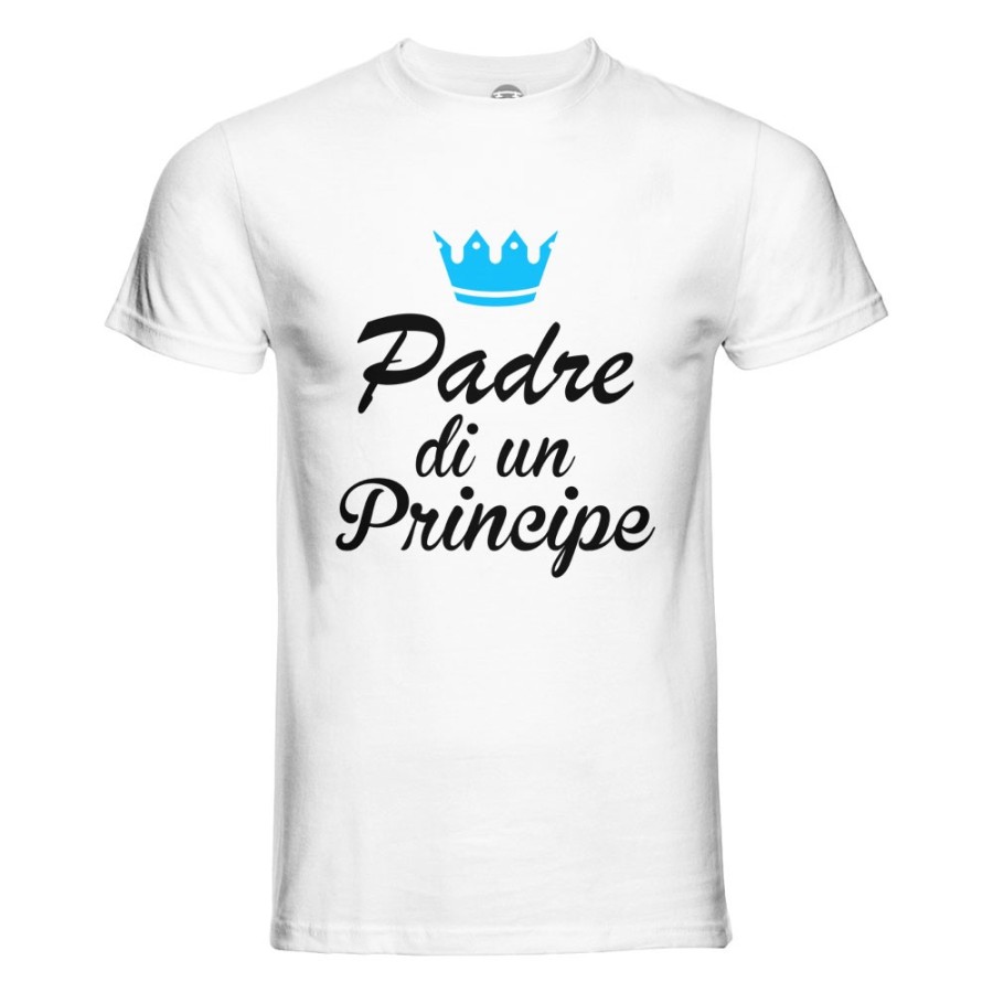 T-shirt uomo padre di un principe e principessa con corona azzurra Per il papà
