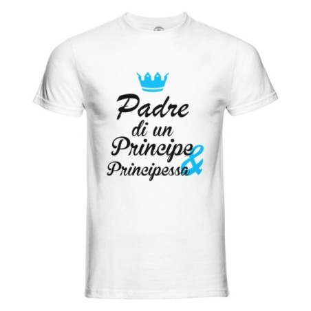 T-shirt uomo padre di un principe e principessa con corona azzurra Per il papà