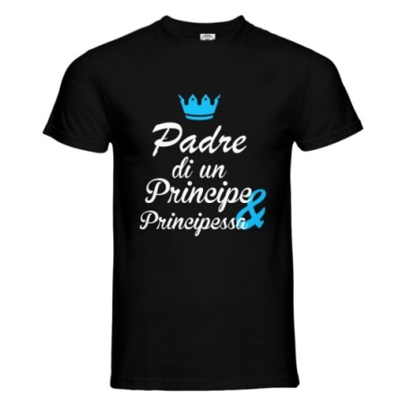 T-shirt uomo padre di un principe e principessa con corona azzurra Per il papà