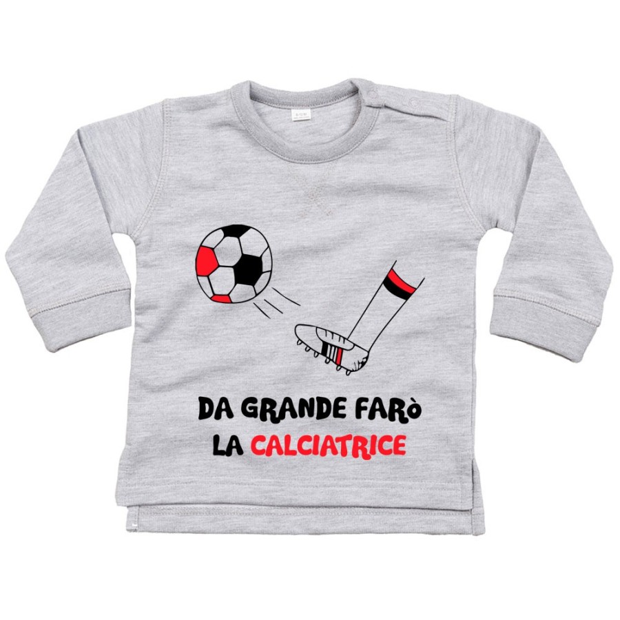 Felpa neonato da grande farò il calciatore rosso nero Da grande farò