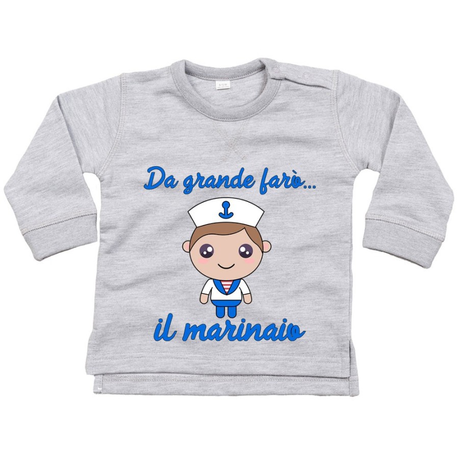 Felpa neonato da grande farò il marinaio Da grande farò