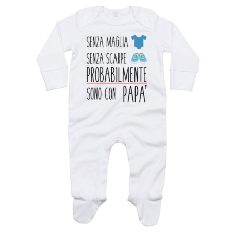 Tutina neonato senza maglia senza scarpe sono con papà