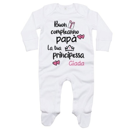Tutina neonato personalizzata con nome buon compleanno...
