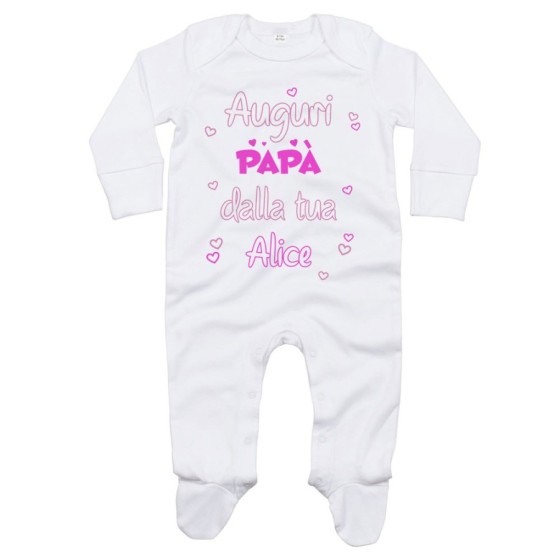 Tutina neonato personalizzata con nome auguri papà dalla tua Per il papà
