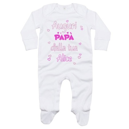 Tutina neonato personalizzata con nome auguri papà dalla tua Per il papà