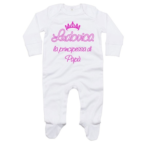 Tutina neonato personalizzata con nome il principe la principessa di papà e corona Per il papà