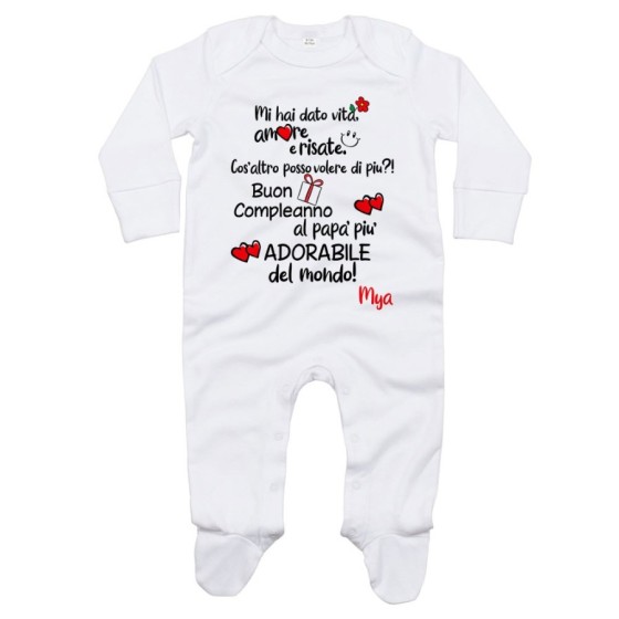 Tutina neonato personalizzata con nome buon compleanno al papà più adorabile del mondo Per il papà