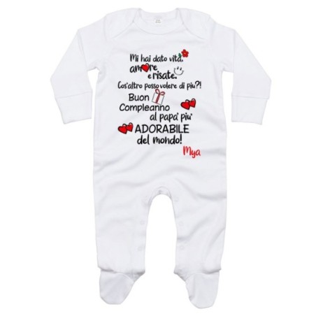 Tutina neonato personalizzata con nome buon compleanno al...