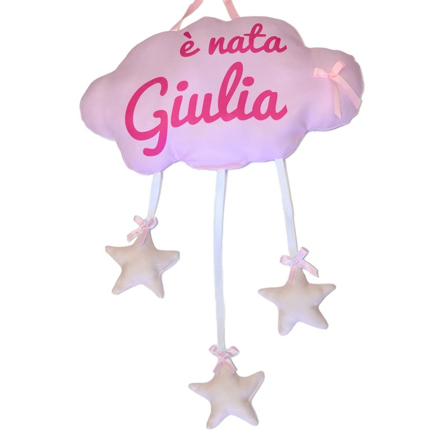 Fiocco nascita personalizzato con nome è nata è nato a forma di nuvola Nascita