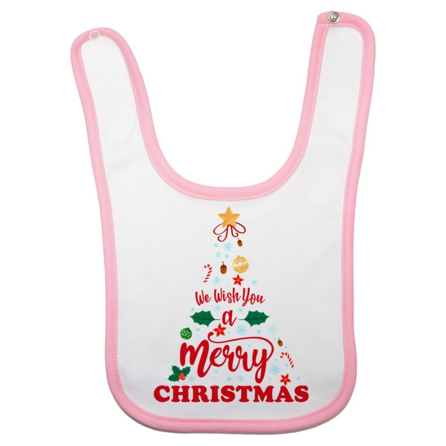 Bavaglino neonato personalizzabile con nome we wish you a merry christmas Natale