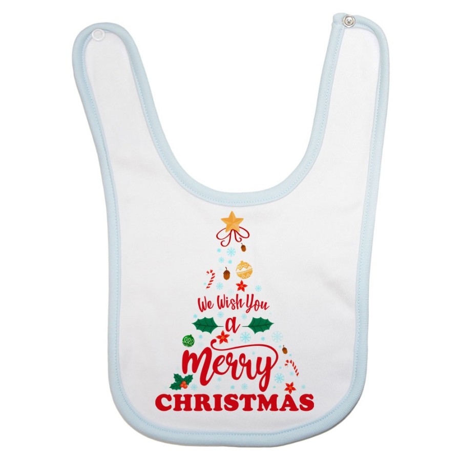 Bavaglino neonato personalizzabile con nome we wish you a merry christmas Natale