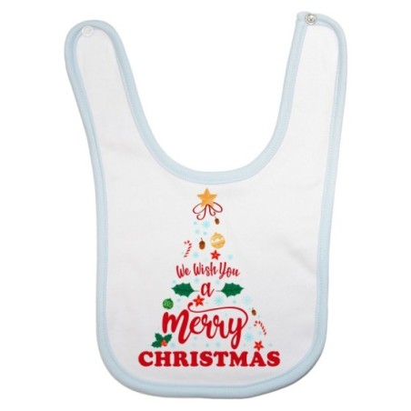 Bavaglino neonato personalizzabile con nome we wish you a merry christmas Natale
