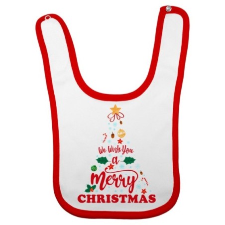 Bavaglino neonato personalizzabile con nome we wish you a merry christmas Natale