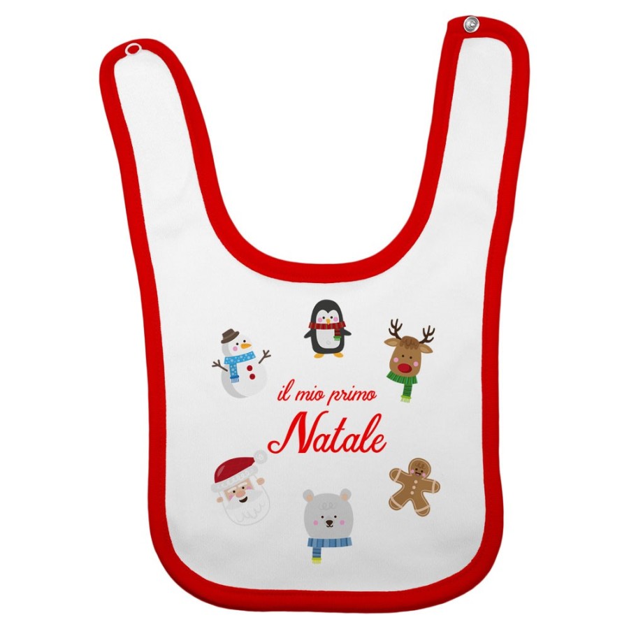 Bavaglino neonato il mio primo natale con personaggi natalizi Natale