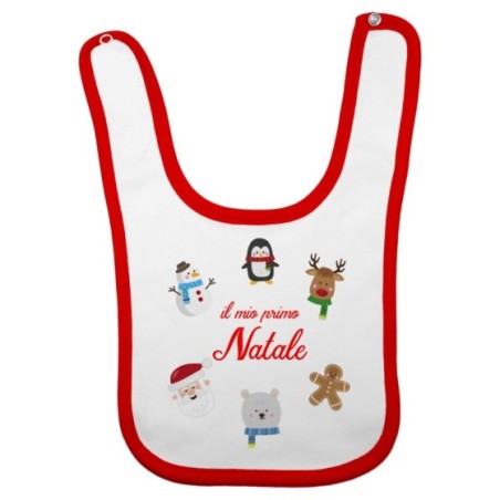 Bavaglino neonato il mio primo natale con personaggi...