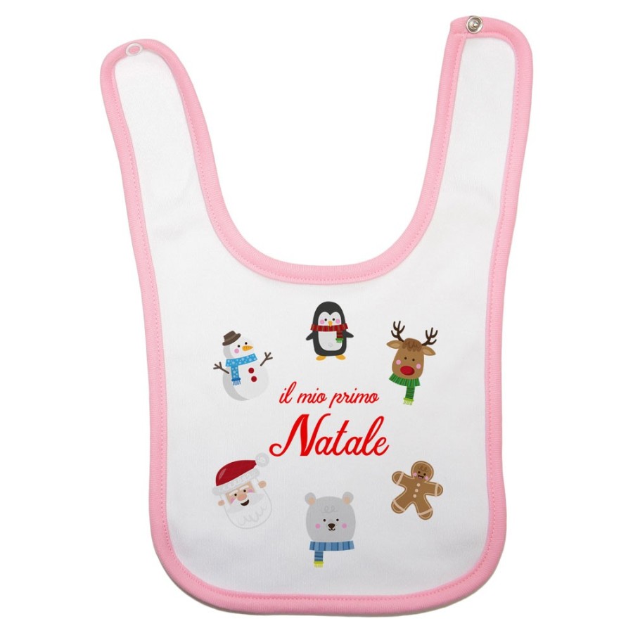 Bavaglino neonato il mio primo natale con personaggi natalizi Natale